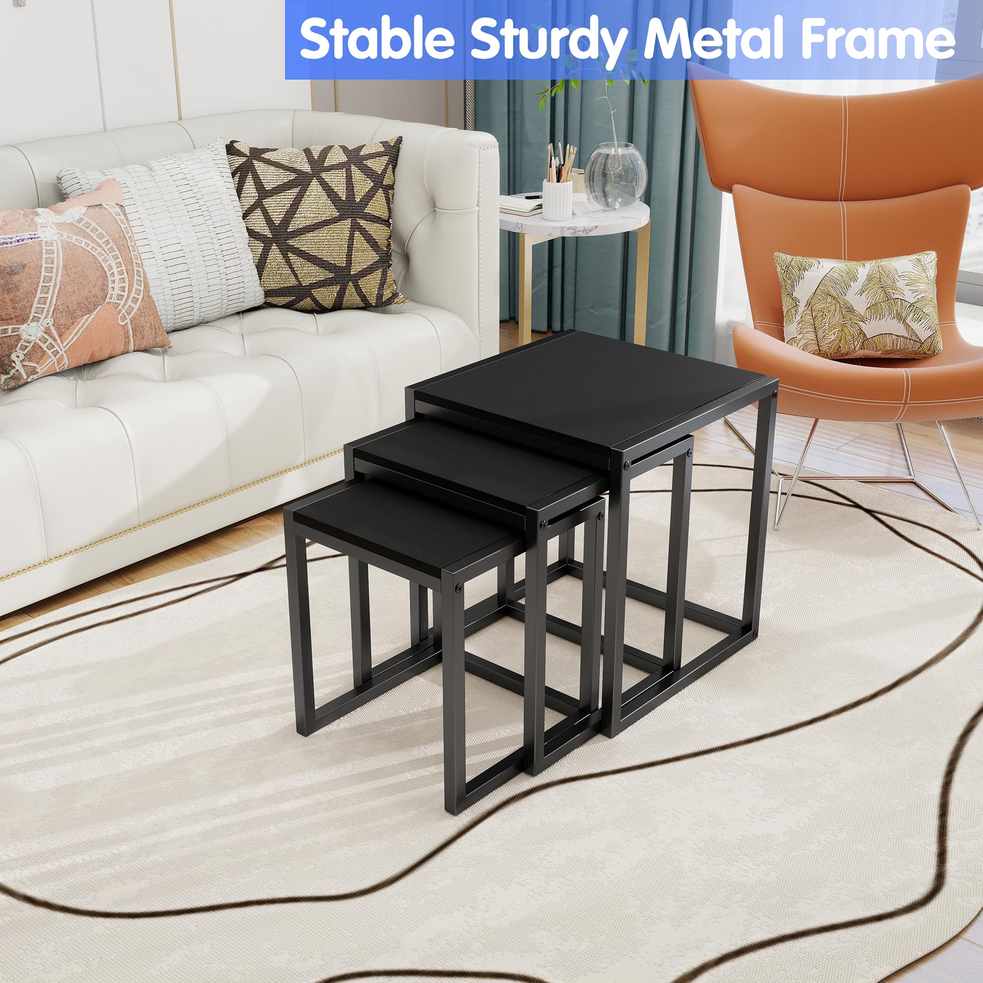 Amazon.com: Nesting Table Set of 3 Side Tables, Modern Coffee Amazon.com: Nesting Table Set of 3 Side Tables, Modern Coffee